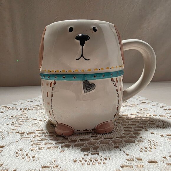Natural Life Other - Dog-Themed Ceramic Mug With Handle & Embossed Details - "All You Need Is Love An